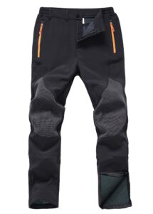 gash hao mens snow ski waterproof softshell snowboard pants outdoor hiking fleece lined zipper bottom leg (180black, 32w x 32l)