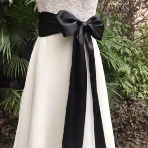 AIMECHA Special Occasion Dress Sash Wedding Sash Bridal Belts 4'' Wide Double Side (Black)