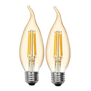 ge lighting vintage style decorative led light bulb, 4 watts (40 watt equivalent) warm candle light, amber glass, medium base, dimmable (2 pack)