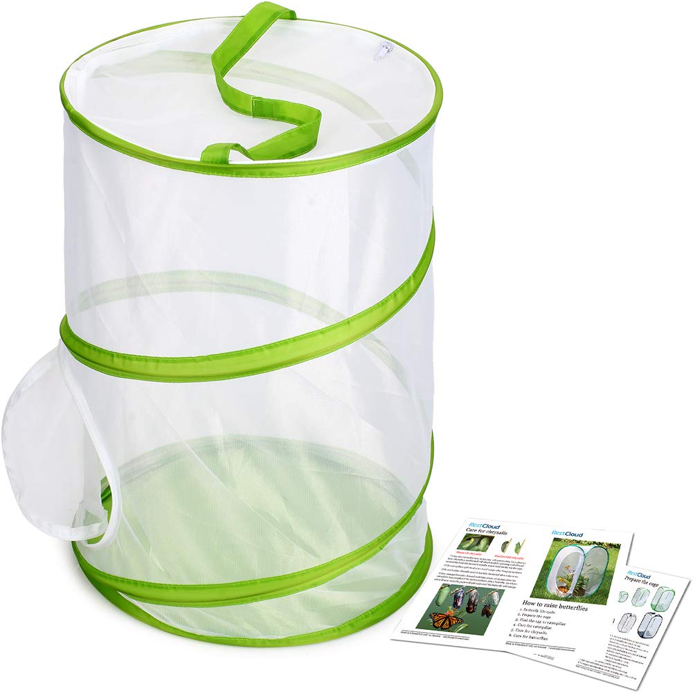 20" Large Butterfly Habitat, Giant Collapsible Insect Mesh Cage Terrarium Pop-up 12" x 20" Tall