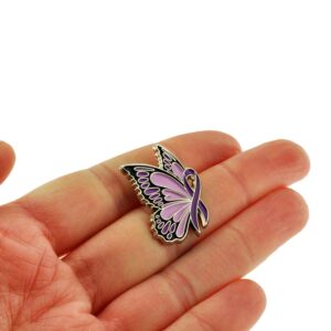 PinMart Domestic Violence Awareness Butterfly Purple Ribbon Enamel Lapel Pin