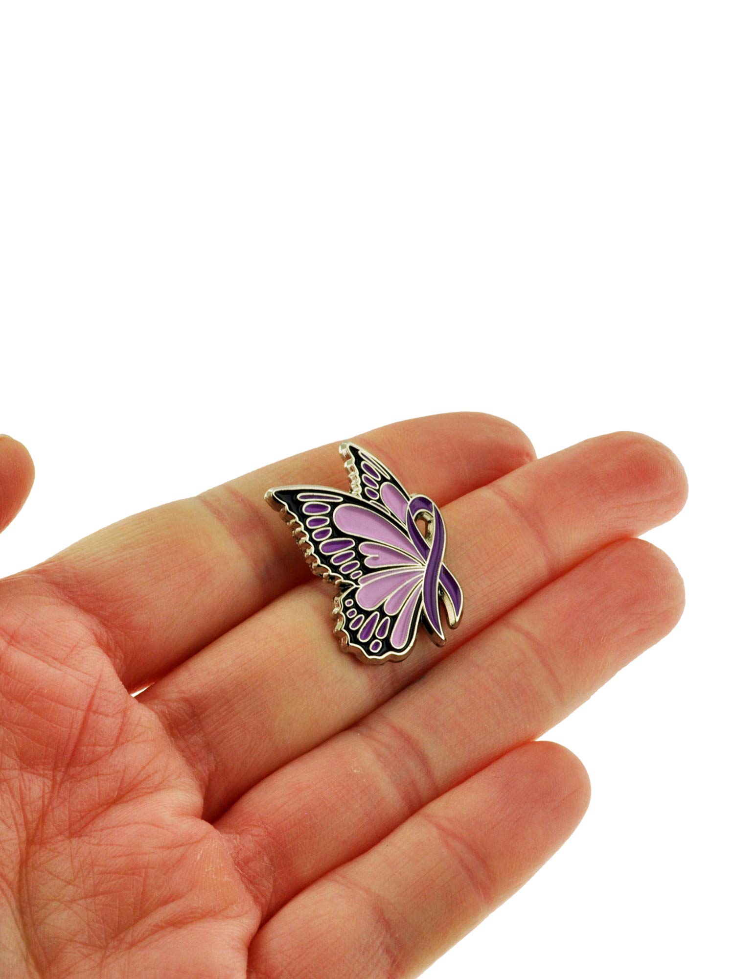 PinMart Domestic Violence Awareness Butterfly Purple Ribbon Enamel Lapel Pin