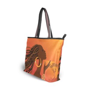 Woman Tote Bag Shoulder Handbag African American Woman for Work Travel Business Beach Shopping