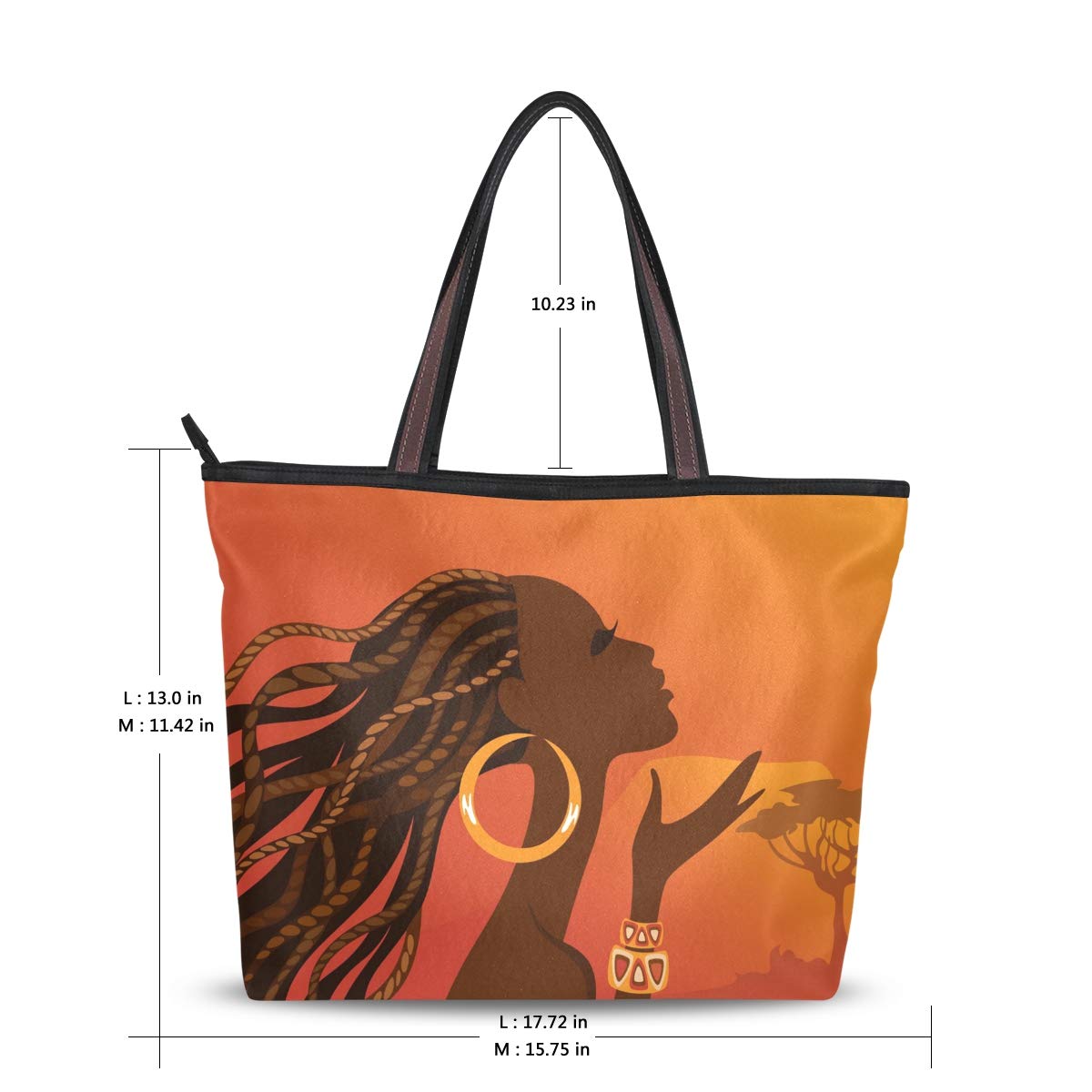 Woman Tote Bag Shoulder Handbag African American Woman for Work Travel Business Beach Shopping