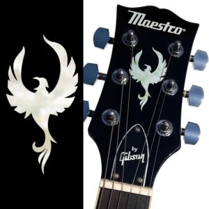 inlay sticker for guitar headstock - phoenix bird - white pearl