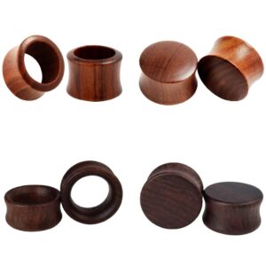 tbosen set of 4 pairs wood gauges ear tunnels double flare plugs expander body piercing jewelry