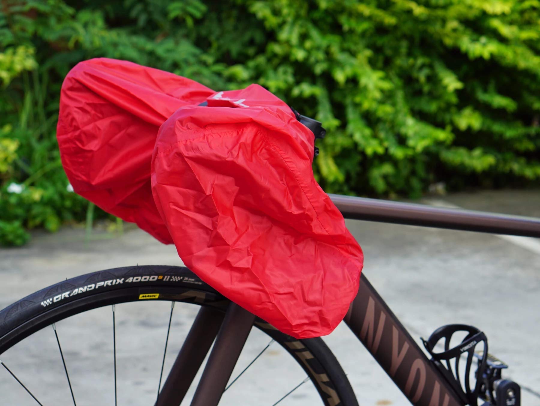 Vincita Water-Resistant Durable Handlebar Rain Cover Red Bike Cover for Mountain Bikes, Folding Bike, E-Bikes, Bikepacking Accessories (Red)