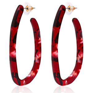 alexy women's mottled hoop earrings bohemia acrylic resin, red, size no size