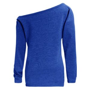 LYXIOF Womens Off Shoulder Sweatshirt Slouchy Long Sleeve Shirts Pullover Tops Blue 2XL