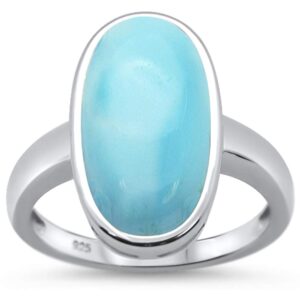 oxford diamond co sterling silver natural larimar oval ring sizes 8