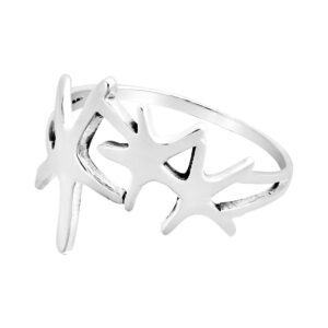 AeraVida Tropical Beach Inspired Triple Starfish .925 Sterling Silver Ring (7)