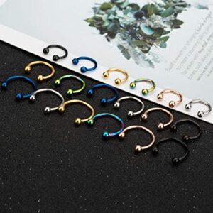 YOVORO 18Pcs 18G Stainless Steel Septum Piercing Nose Rings Hoop Cartilage Tragus Body Piercing Jewelry