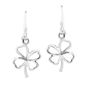 AeraVida Stylish & Lucky Four-Leaf Clover .925 Sterling Silver Dangle Earrings | Four Leaf Clover Earrings | Sterling Silver Dangle Earrings for Women | Fashion Drop Dangle Earrings