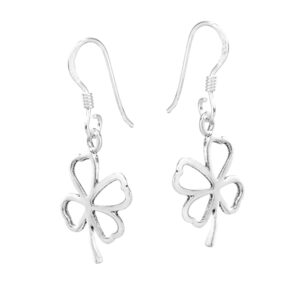 AeraVida Stylish & Lucky Four-Leaf Clover .925 Sterling Silver Dangle Earrings | Four Leaf Clover Earrings | Sterling Silver Dangle Earrings for Women | Fashion Drop Dangle Earrings