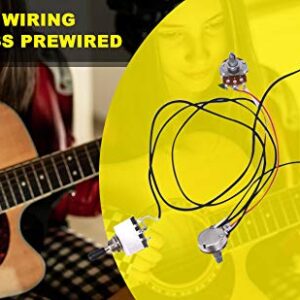 Guitar Wiring Harness, Guitar Prewired Harness Humbucker Wiring Harness Prewired 3 Way Chrome Box Toggle Switch 500K Pots for Electric Guitar with 2 Humbuckers guitar wiring kit