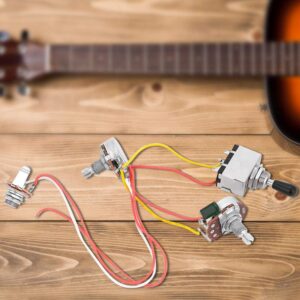 Guitar Wiring Harness, Guitar Prewired Harness Humbucker Wiring Harness Prewired 3 Way Chrome Box Toggle Switch 500K Pots for Electric Guitar with 2 Humbuckers guitar wiring kit