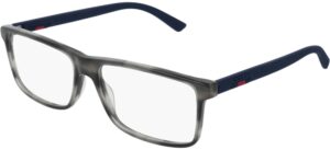 gucci gg 0424o 007 grey havana plastic rectangle eyeglasses 58mm