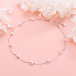 S925 Sterling Silver Choker Shell Pearl Beads Clavicle Short Pendant Necklace for Women Jewelry