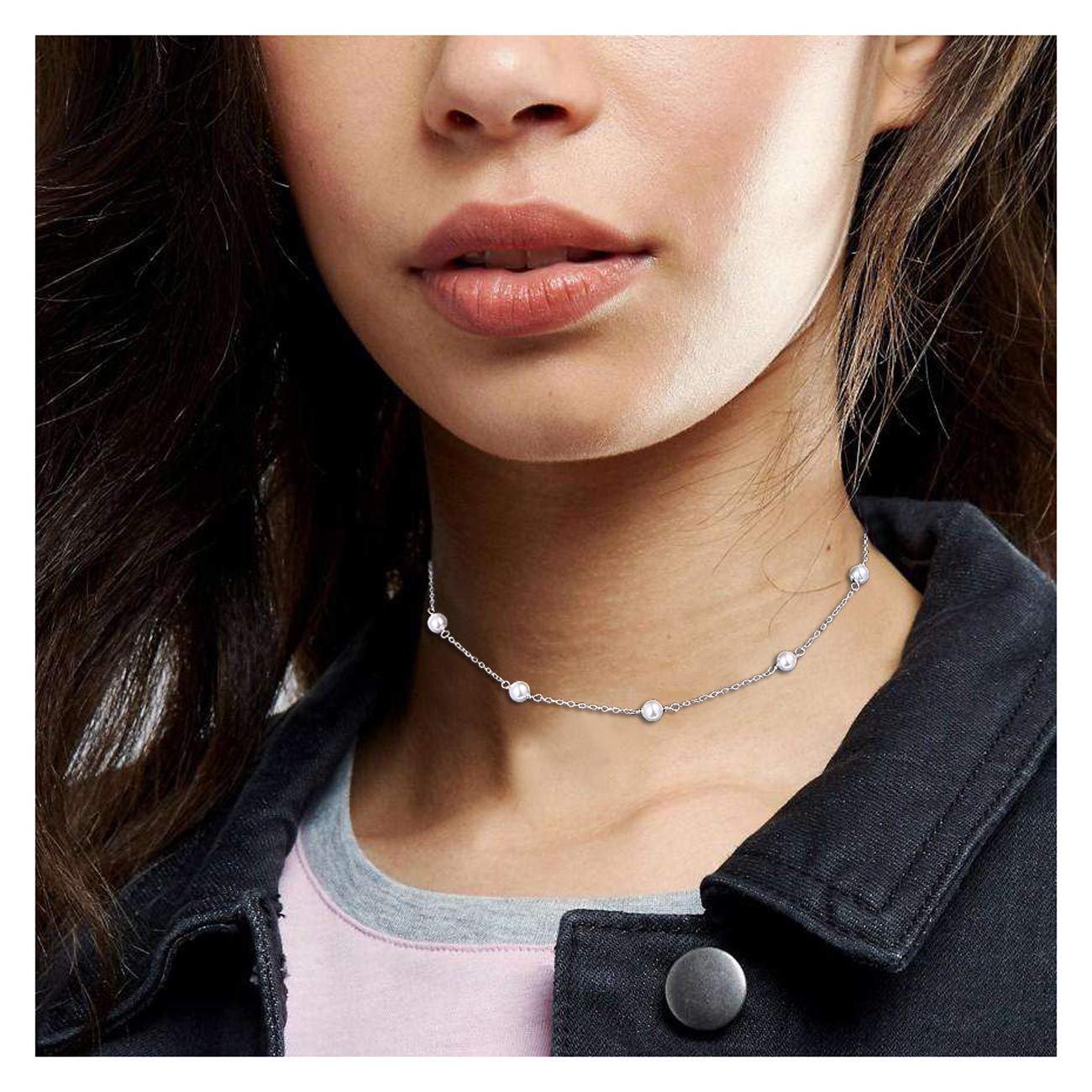 S925 Sterling Silver Choker Shell Pearl Beads Clavicle Short Pendant Necklace for Women Jewelry