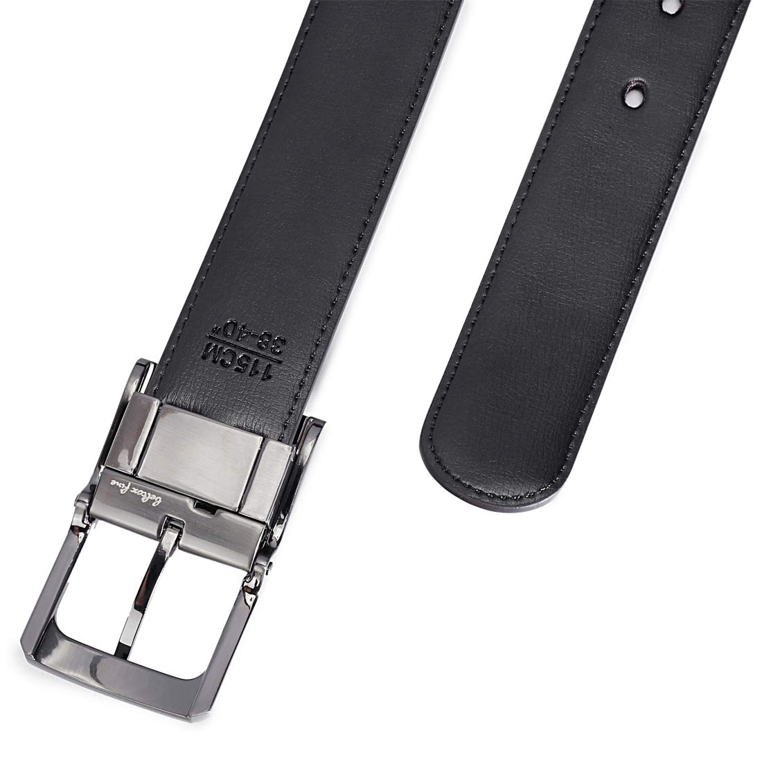 Belts for Men Reversible Leather 1.25” Waist Strap Fashion Dress Buckle Beltox (Rectangle Rotated Buckle with Burnt Umber/Black Belt, 36-38)