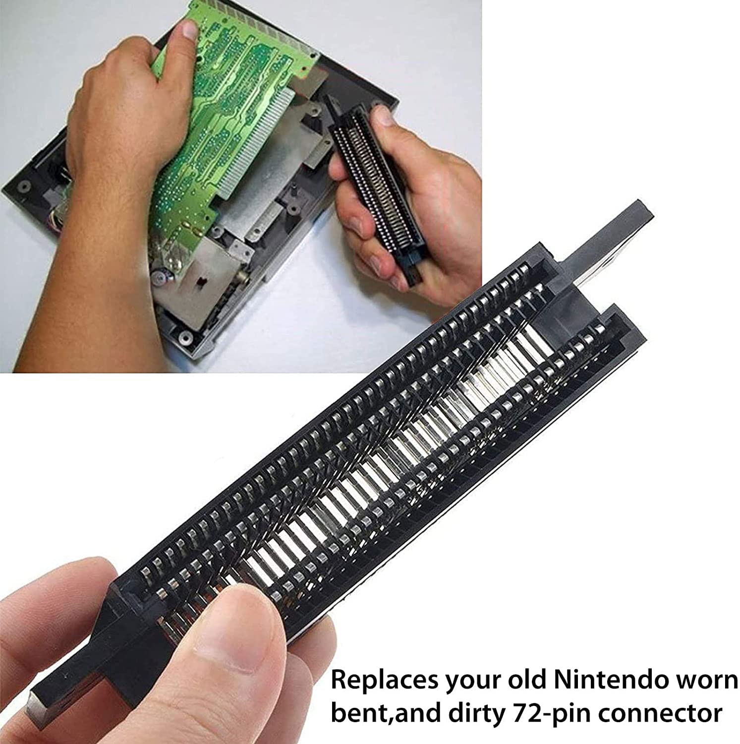 SUNJOYCO NES Cartridge Slot, 72 Pin NES Connector for NES 8 Bit Entertainment System Nintendo Console Games Repair Part