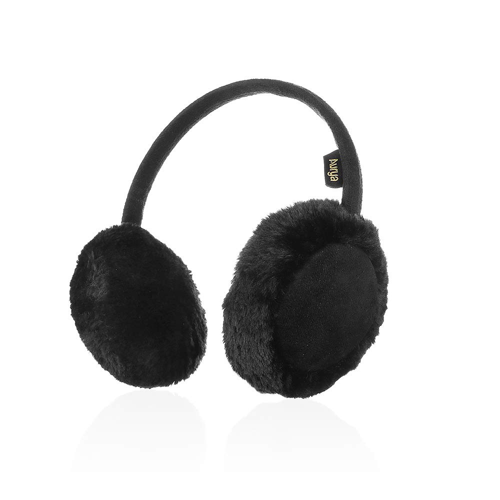 Aurya Kids Classic Ear Warmers/Earmuffs-Winter Faux Fur Warm Ear Muffs for Boys and Girls (Black)