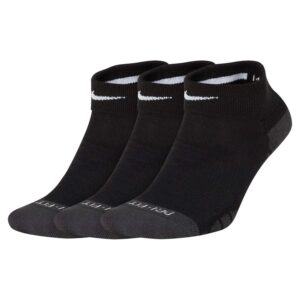 nike everyday max cushion 3 pair low cut socks, medium 6-10 - womens (black)