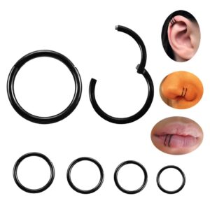 Stainless Steel 16G Seamless Hinged Hoop Nose Ring 8mm Cartilage Tragus Lip Snug Body Piercing Jewelry