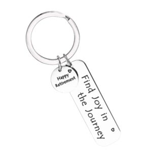 Anlive Find Joy in The Journey Keychain Happy Retirement Inspirational Gift (Silver)