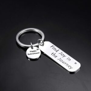 Anlive Find Joy in The Journey Keychain Happy Retirement Inspirational Gift (Silver)