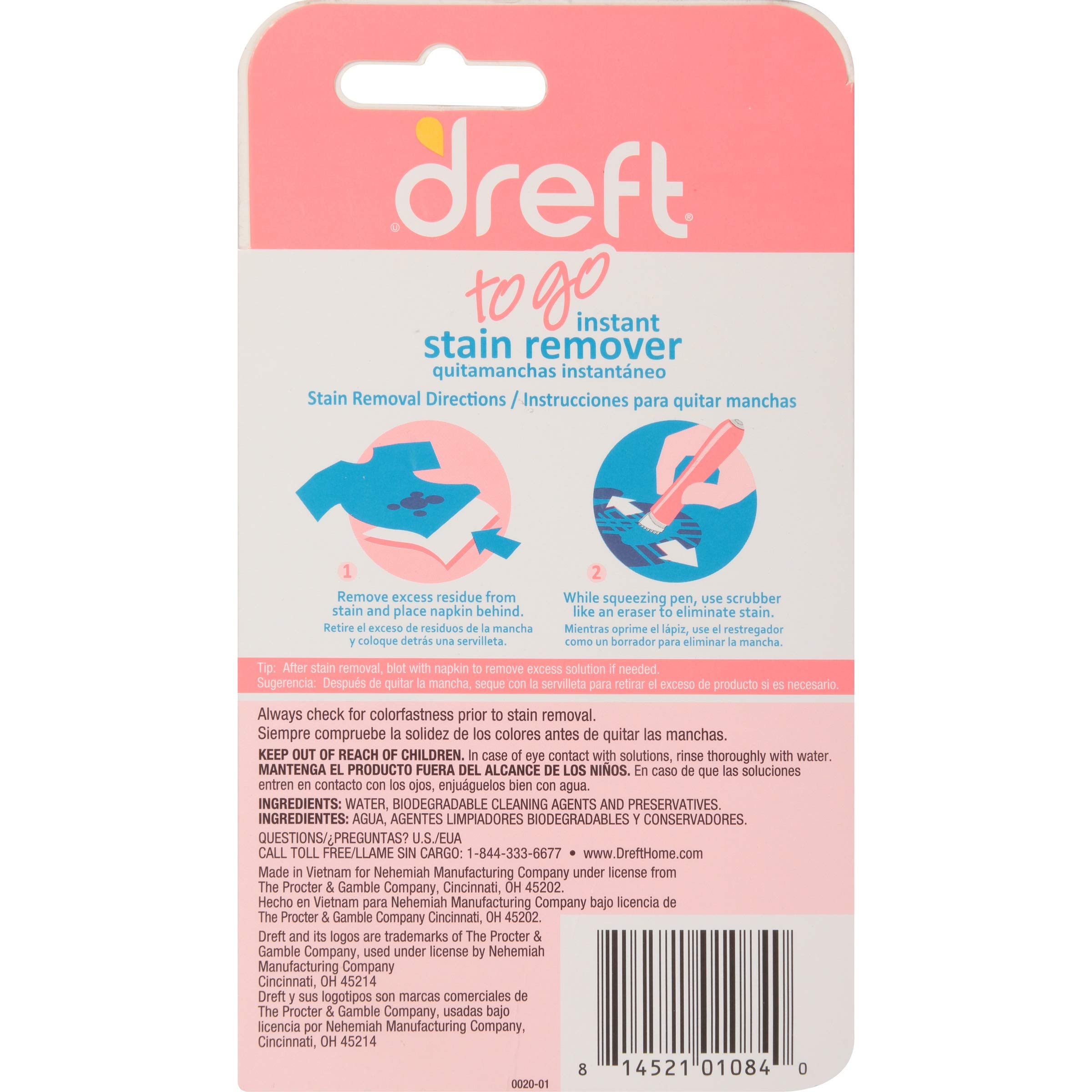 Dreft Stain Remover for Baby Clothes, Fragrance Free and Hypoallergenic Baby Stain Remover Spray Plus Travel Size Stain Treater Pen, 24 Fl Oz ( Pack of 2 + Stain Pen)