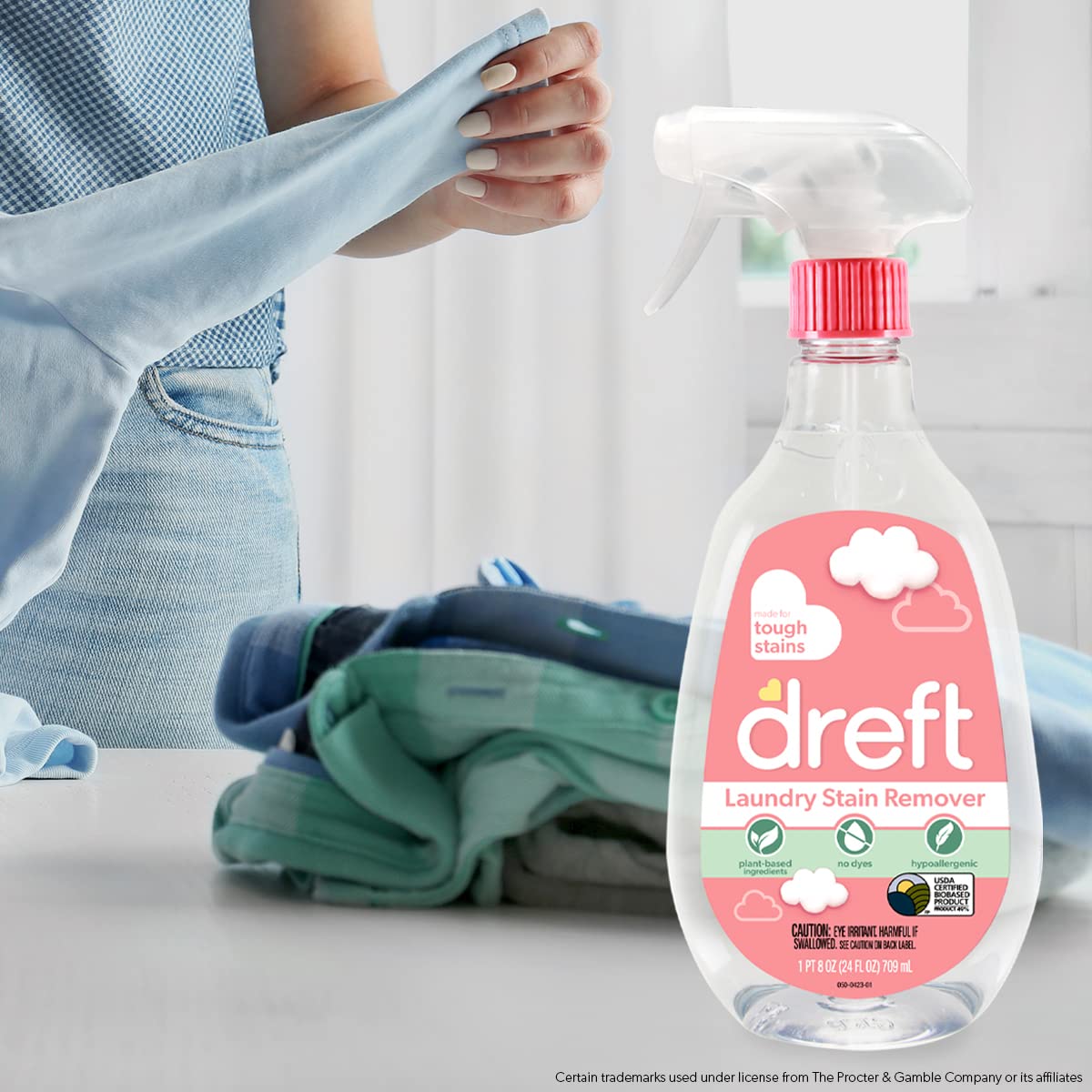 Dreft Stain Remover for Baby Clothes, Fragrance Free and Hypoallergenic Baby Stain Remover Spray Plus Travel Size Stain Treater Pen, 24 Fl Oz ( Pack of 2 + Stain Pen)