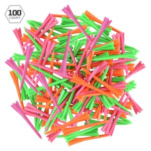 IZZO Golf Plastic Golf Tees, Neon Mix (Pack of 100)