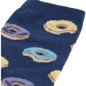 Hot Sox Kids' Big Fun Food & Drink Crew Socks-1 Pair Pack-Cool & Cute Boys & Girls Gifts, Donuts (Dark Blue), Medium-Large