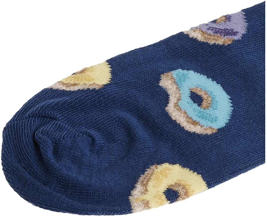 Hot Sox Kids' Big Fun Food & Drink Crew Socks-1 Pair Pack-Cool & Cute Boys & Girls Gifts, Donuts (Dark Blue), Medium-Large