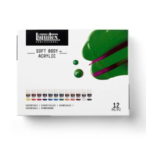 liquitex professional soft body acrylic paint, 12 x 22ml (0.74-oz), essentials set