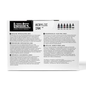 Liquitex Professional Acrylic Ink, Set of 6 (Muted Collection: Muted Green, Muted Grey, Muted Pink, Muted Turquoise, Muted Violet, White, 1-oz each)