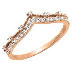 dazzlingrock collection round white diamond beaded chevron wedding band for women (0.25 ctw, color i-j, clarity i2-i3) in 10k rose gold, size 7