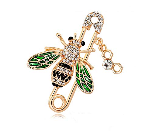 Bee Brooch pins Women Enamel Crystal Insect Pin Lapel Pin Large Safety Pin