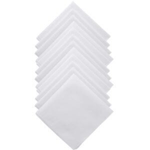 Leinuosen 50 Pack Handkerchiefs Classic Hankies Pocket Square Towel White for Kids Girl Boy Tea Parties (11 x 11 Inch)