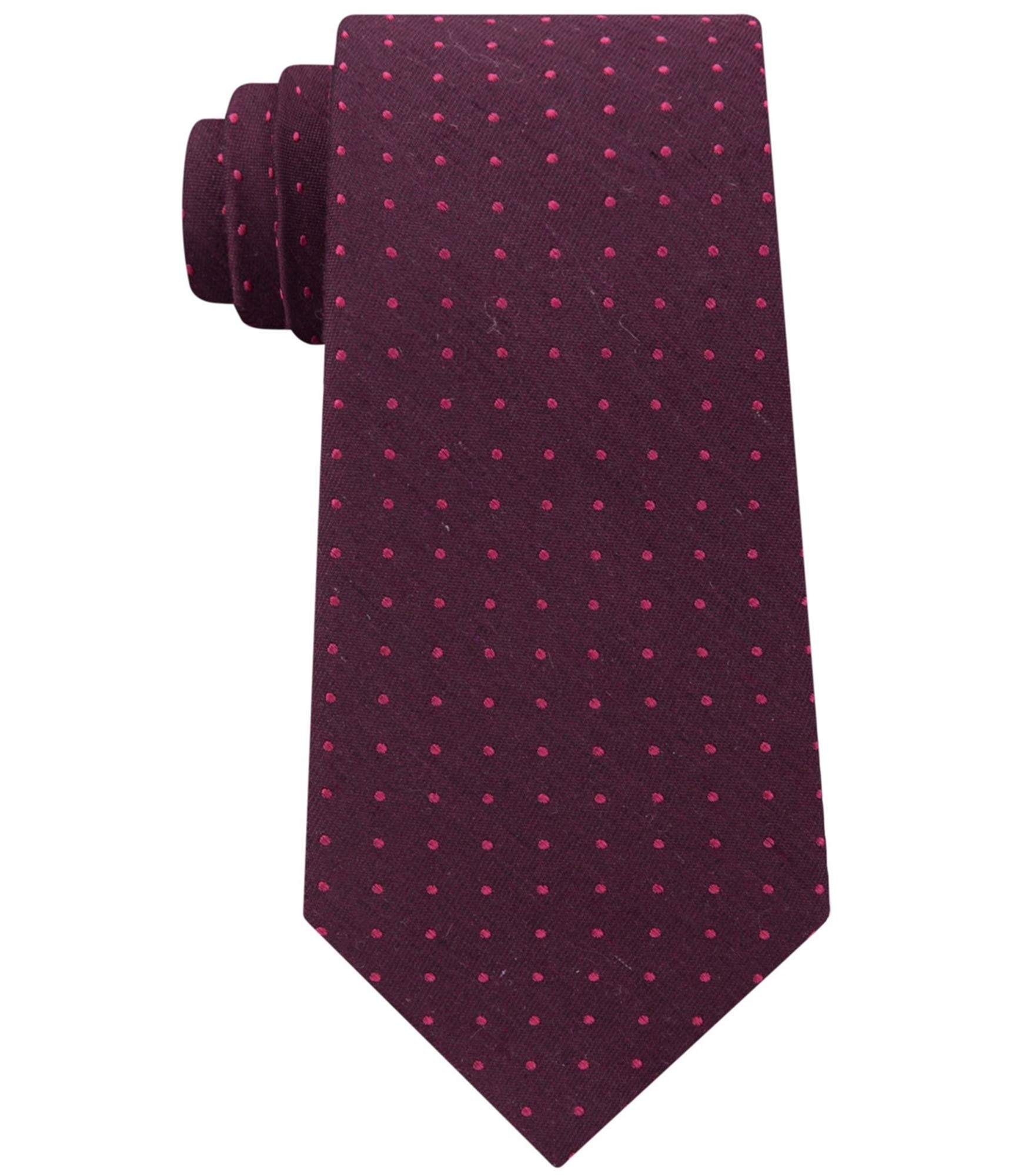 Calvin Klein Mens Tonal Dot Self-tied Necktie, Red, One Size