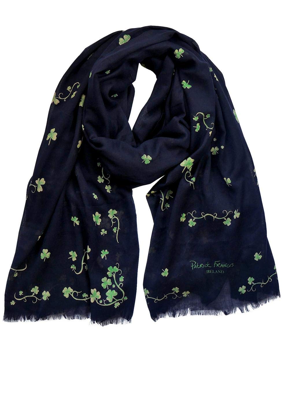 Patrick Francis Shamrock Designed Fashion Scarf, Navy Colour