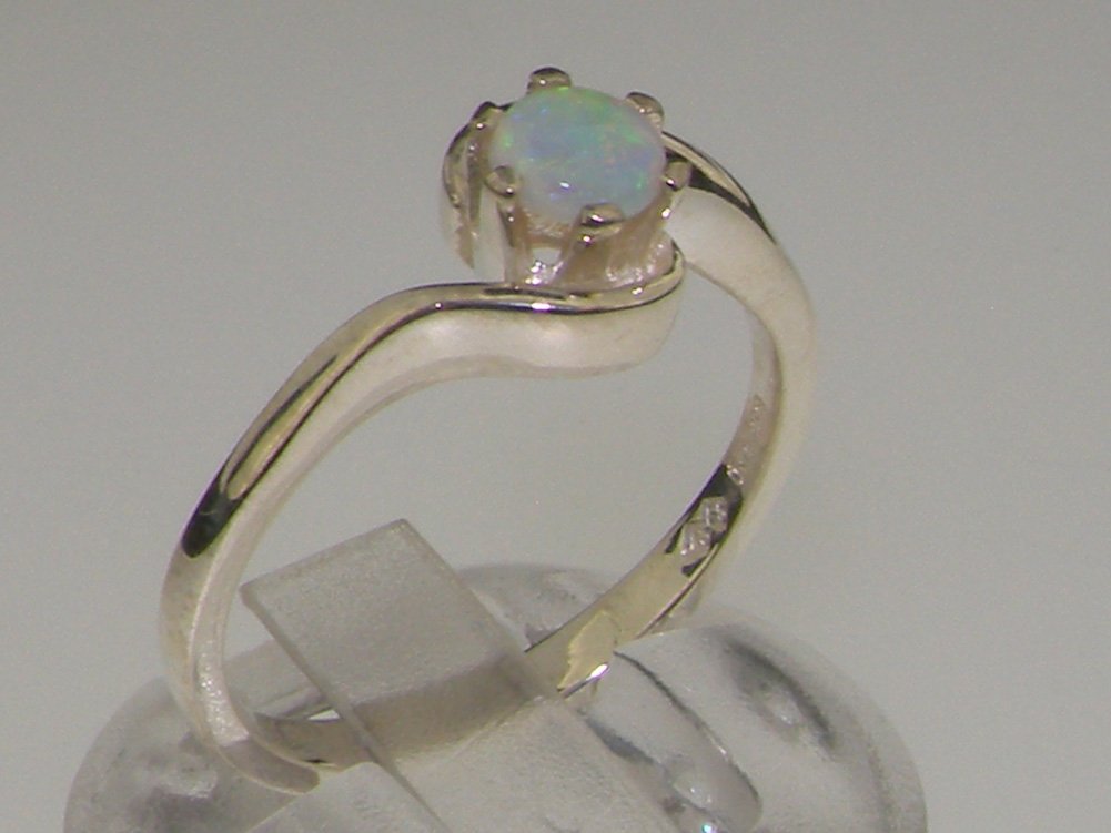 925 Sterling Silver Natural Opal Womens Solitaire Ring - Size 7.5