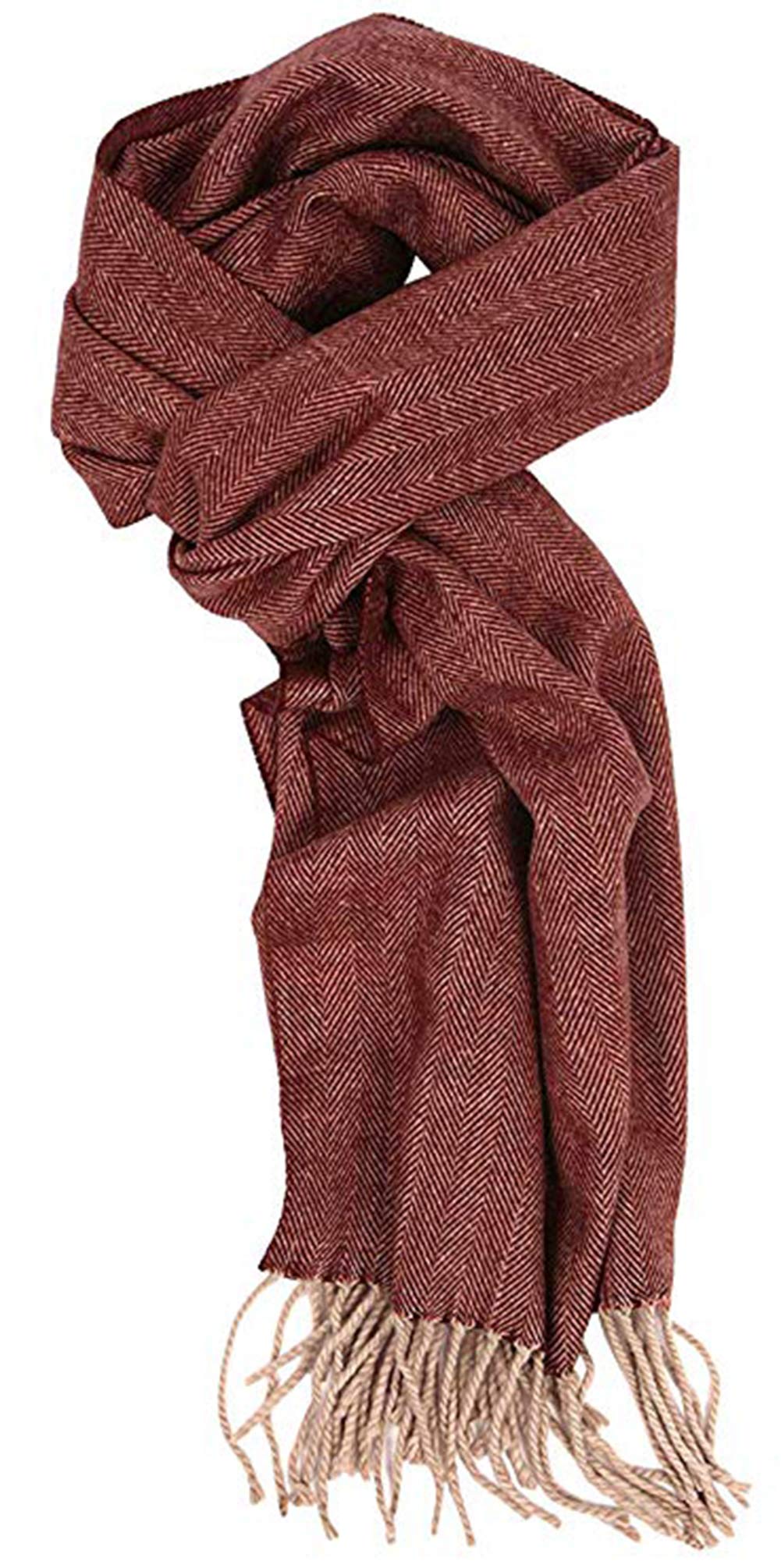 Runtlly Men's Winter Scarf Soft Classic Cashmere Feel Scarves Unisex 9-4 Wine Red