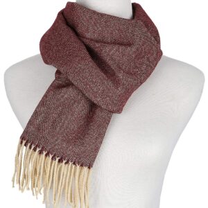 Runtlly Men's Winter Scarf Soft Classic Cashmere Feel Scarves Unisex 9-4 Wine Red