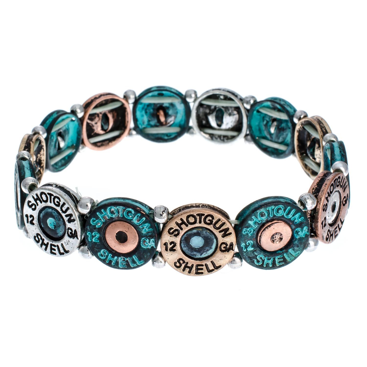 PammyJ Western Shotgun Shell Stretch Bracelet Patina Finish