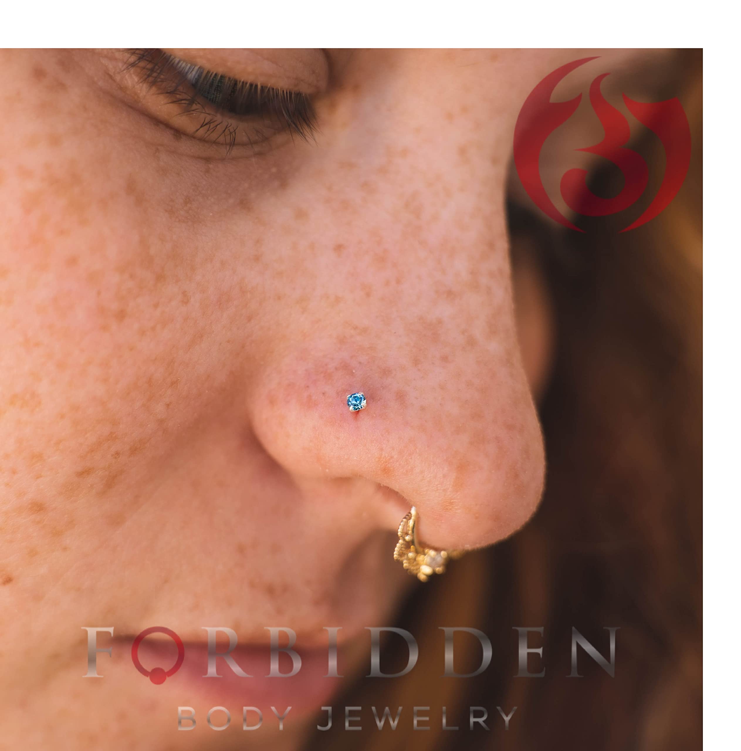 Forbidden Body Jewelry Nose Rings Sterling Silver CZ Simulated Diamond Micro Nose Studs 22G Set of 3 (Clr/AB/Rose)