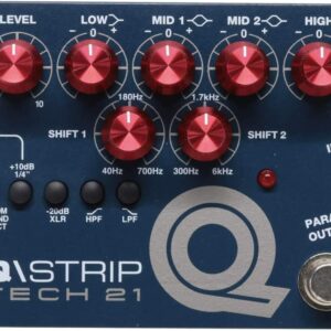 Tech 21 Q-Strip EQ and Preamp Pedal Bundle with 2 Patch Cables and 9V Power Supply