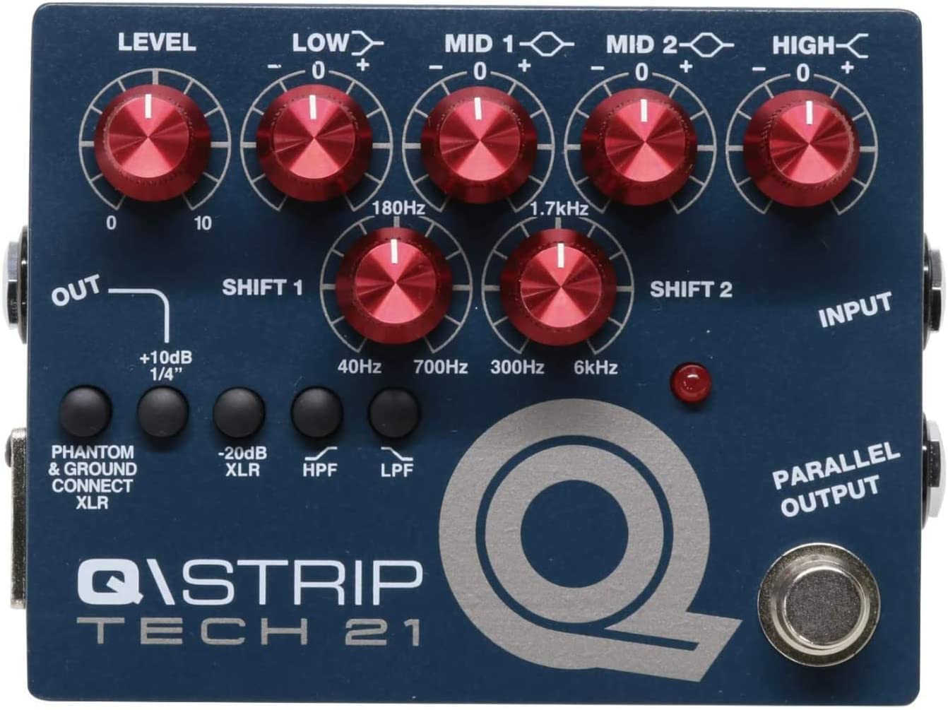 Tech 21 Q-Strip EQ and Preamp Pedal Bundle with 2 Patch Cables and 9V Power Supply