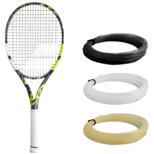 babolat pure aero team tennis racquet - strung with 16g white syn gut at mid-range tension (4 1/8" grip)